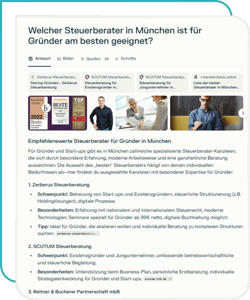 Ergebnis der KI-Suche, für SEO für KI