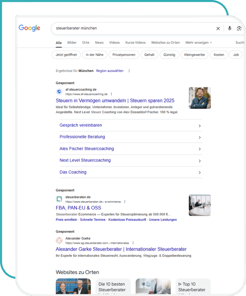 Google organische Suche